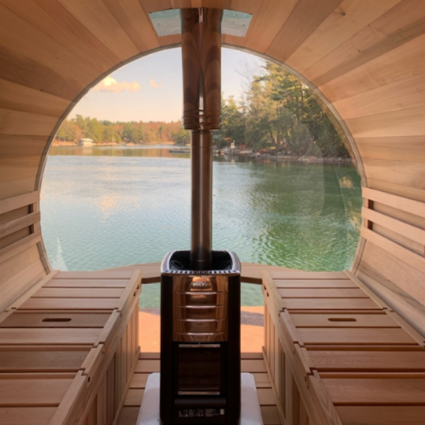 Dundalk LeisureCraft Panoramic View Knotty Cedar Barrel Sauna