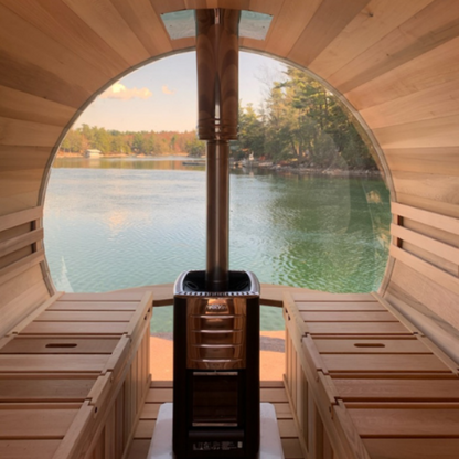 Dundalk LeisureCraft Clear Cedar Panoramic View 6 Person Barrel Sauna