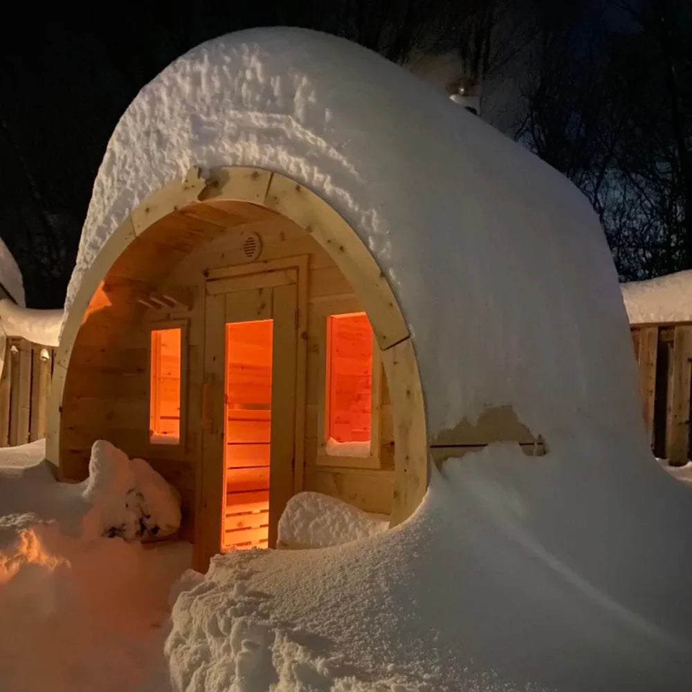 True North Canadian Made 6-8 Person 9' Long Outdoor Traditional Barrel Sauna