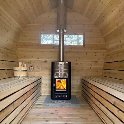 True North Canadian Made 6-8 Person 9' Long Outdoor Traditional Barrel Sauna