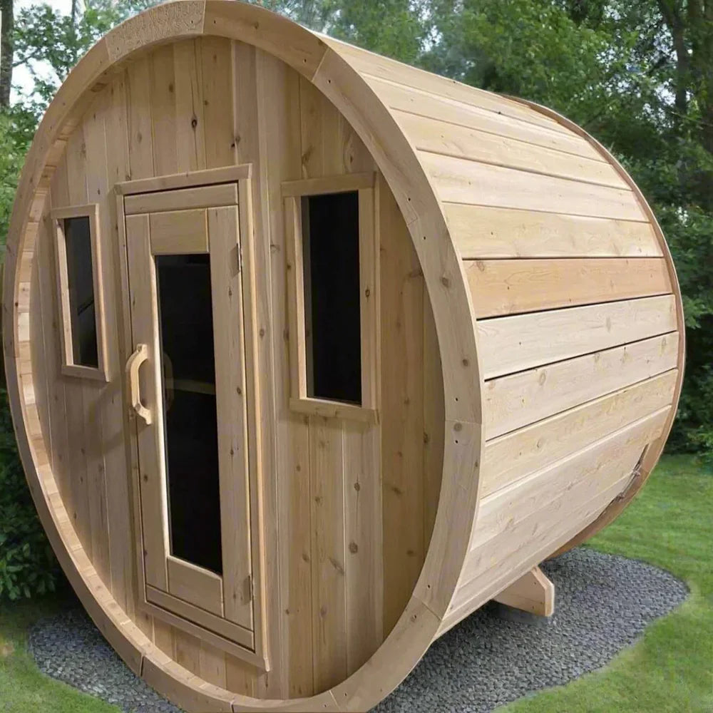 True North Canadian Made 4-6 Person 8' Long Outdoor Traditional Barrel Sauna
