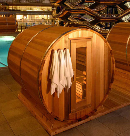 Dundalk LeisureCraft Clear Cedar Panoramic View 6 Person Barrel Sauna