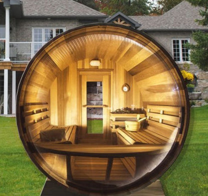 Dundalk LeisureCraft Clear Cedar Panoramic View 6 Person Barrel Sauna