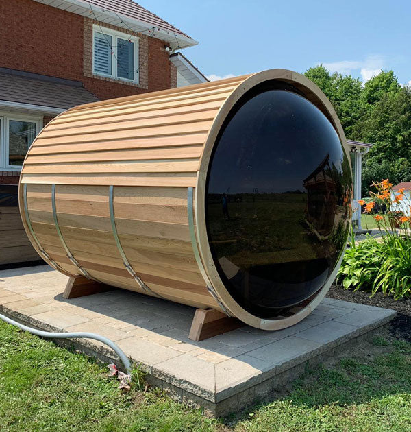 Dundalk LeisureCraft Clear Cedar Panoramic View 6 Person Barrel Sauna