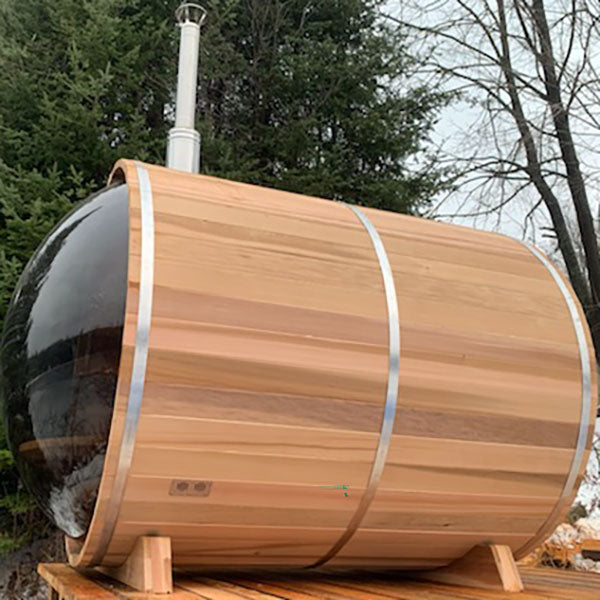 Dundalk LeisureCraft Clear Cedar Panoramic View 6 Person Barrel Sauna