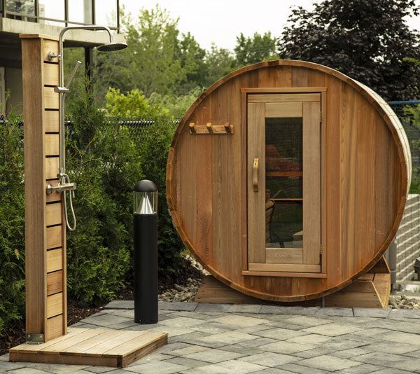 Dundalk LeisureCraft Clear Cedar Panoramic View 6 Person Barrel Sauna