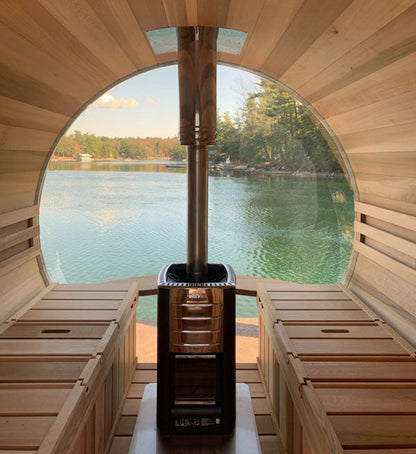 Dundalk LeisureCraft Clear Cedar Panoramic View 6 Person Barrel Sauna