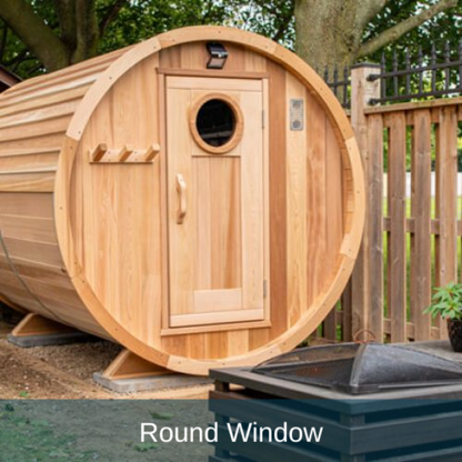 Dundalk LeisureCraft Clear Cedar Panoramic View 6 Person Barrel Sauna