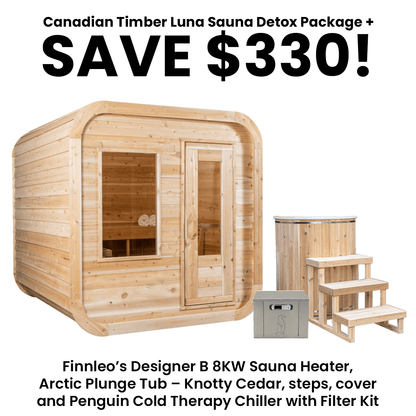 Dundalk LeisureCraft Canadian Timber Luna Sauna & Arctic Cold Plunge Tub Detox Package