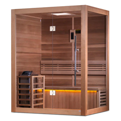 Golden Designs Hanko Edition 2-3 Person Traditional Steam Sauna- Canadian Red Cedar Interior