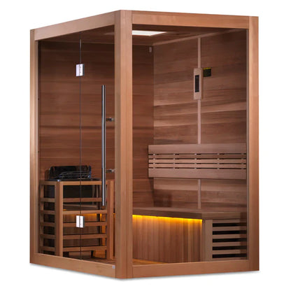 Golden Designs Hanko Edition 2-3 Person Traditional Steam Sauna- Canadian Red Cedar Interior