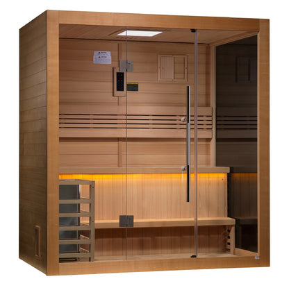 Golden Designs Forssa Edition 3-4 Person Traditional Steam Sauna - Canadian Red Cedar Interior