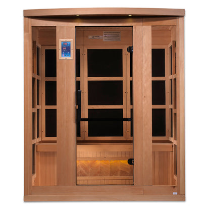 Golden Designs Hotel 3 Person Full Spectrum PureTech™ Near-Zero EMF FAR Infrared Sauna w/ Himalayan Salt Bar