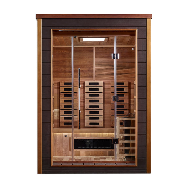 Golden Designs Nora 2 Person Outdoor-Indoor PureTech™ Hybrid Full Spectrum Sauna