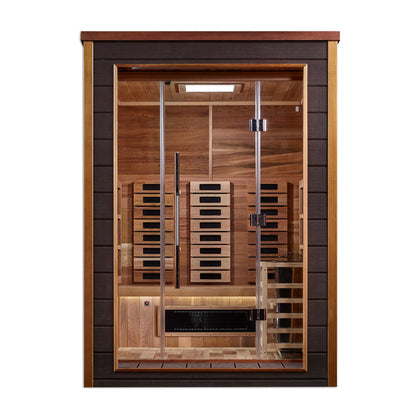 Golden Designs Nora 2 Person Outdoor-Indoor PureTech™ Hybrid Full Spectrum Sauna