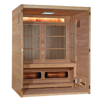 Golden Designs 2025 Soria 3 Person Indoor Full Spectrum Traditional Hybrid Sauna