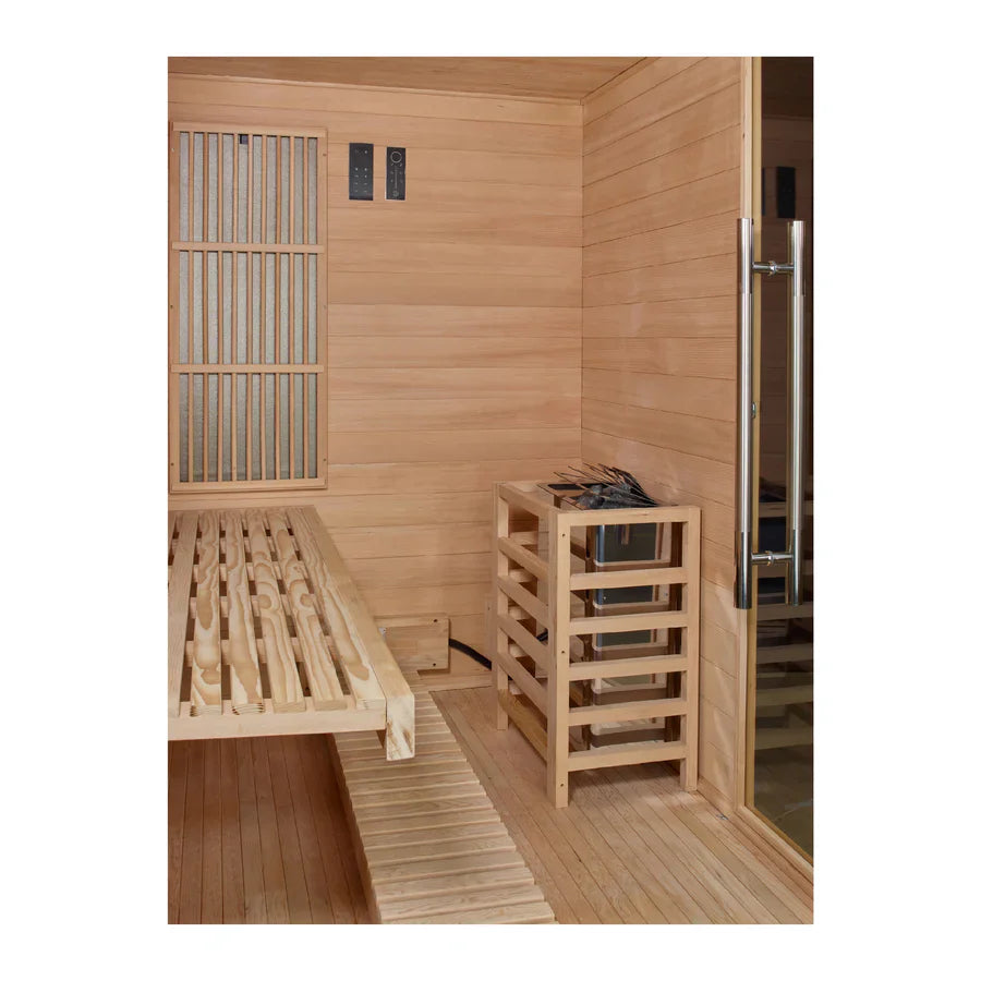 Golden Designs 2025 Soria 3 Person Indoor Full Spectrum Traditional Hybrid Sauna