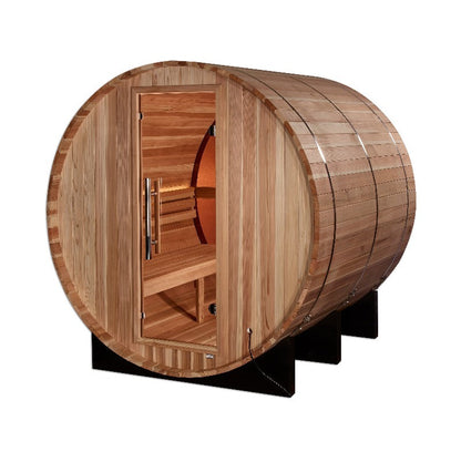 Golden Designs Zurich 4 Person with Bronze Privacy View Traditional Barrel Sauna