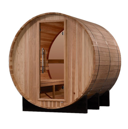 Golden Designs Zurich 4 Person with Bronze Privacy View Traditional Barrel Sauna