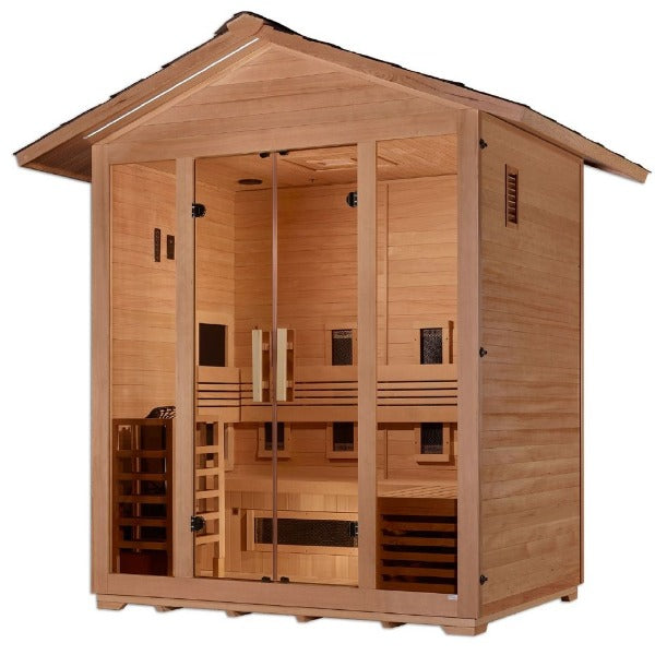 Golden Designs Gargellen 5 Person Hybrid Outdoor Sauna Canadian Hemlock