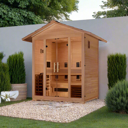 Golden Designs Gargellen 5 Person Hybrid Outdoor Sauna Canadian Hemlock