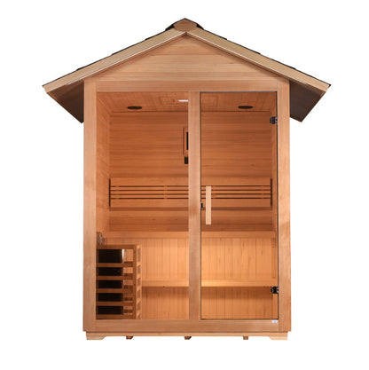 Golden Designs Arlberg 3 Person Traditional Outdoor Sauna - Canadian Hemlock