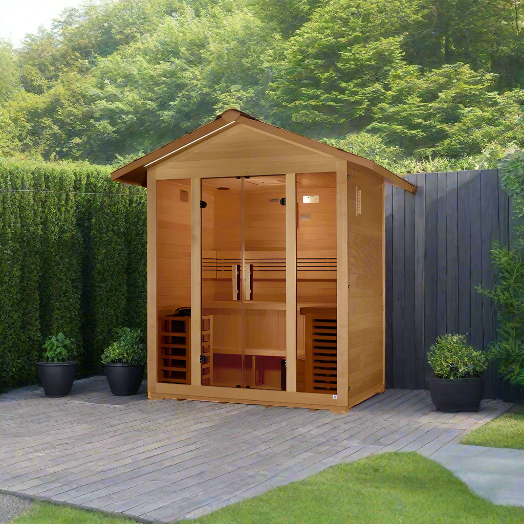 Golden Designs Vorarlberg 5 Person Traditional Outdoor Sauna - Canadian Hemlock