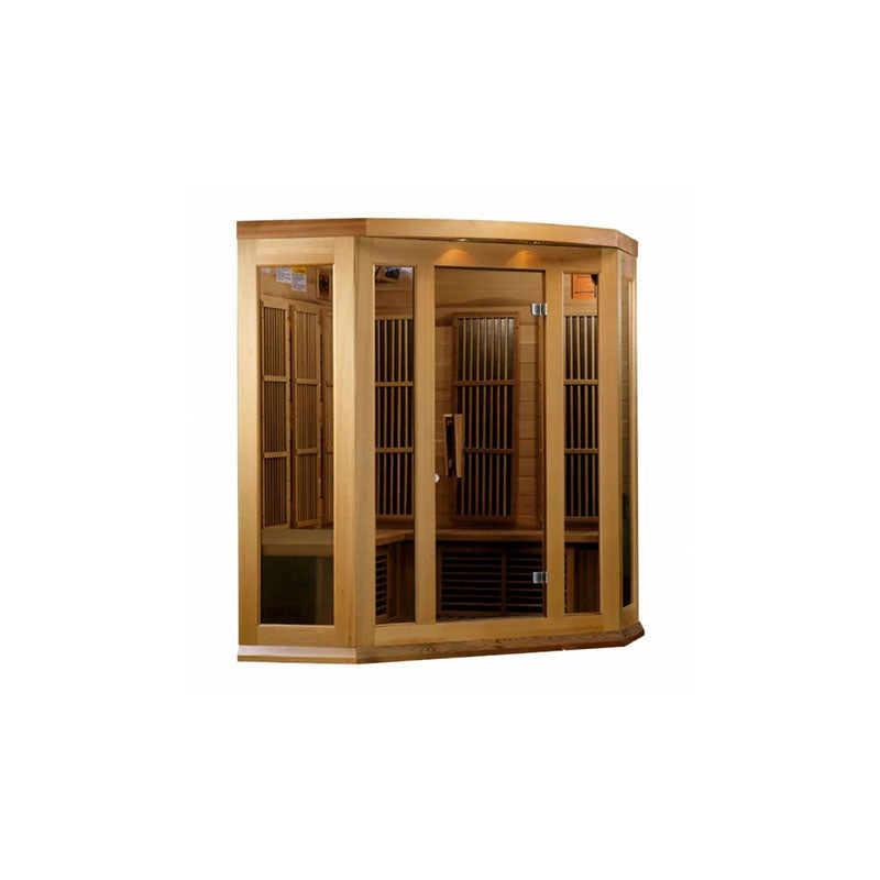 Maxxus Avignon Edition 3 Person Corner Near Zero EMF FAR Infrared Sauna - Canadian Red Cedar