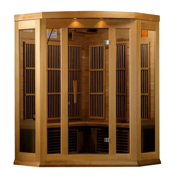 Maxxus Avignon Edition 3 Person Corner Near Zero EMF FAR Infrared Sauna - Canadian Red Cedar