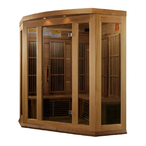 Maxxus Avignon Edition 3 Person Corner Near Zero EMF FAR Infrared Sauna - Canadian Red Cedar