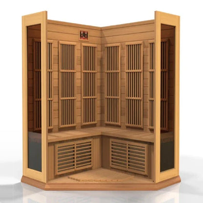 Maxxus Avignon Edition 3 Person Corner Near Zero EMF FAR Infrared Sauna - Canadian Red Cedar