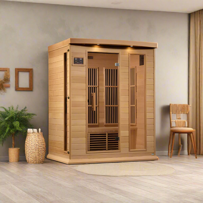 Golden Designs Maxxus 3 Person Near Zero EMF FAR Infrared Sauna - Canadian Hemlock