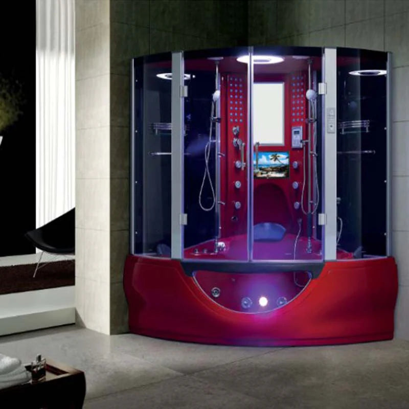 Maya Bath The Superior Platinum Red 2-Person Freestanding Steam Shower