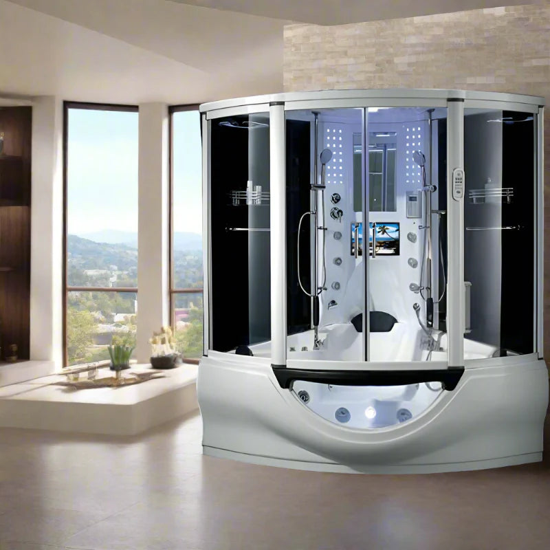 Maya Bath The Superior Platinum White 2 Person Freestanding Steam Shower