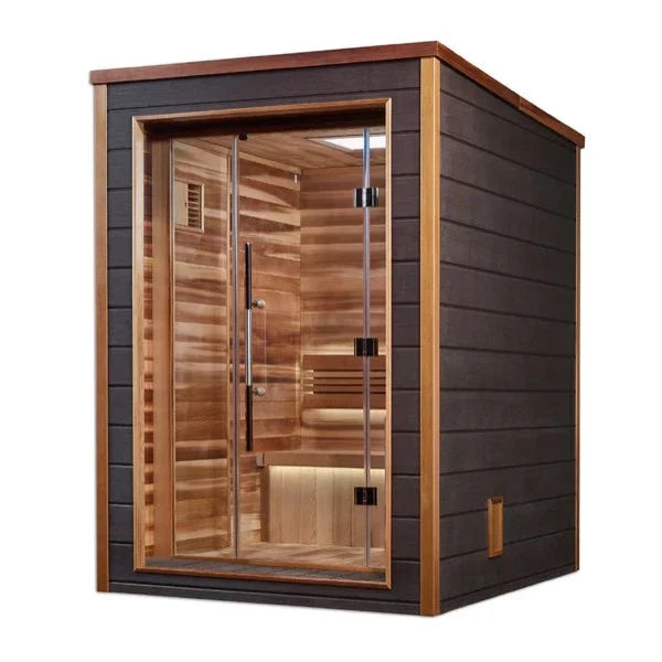 Golden Designs Narvik 2 Person Outdoor-Indoor Traditional Sauna - Canadian Red Cedar Interior