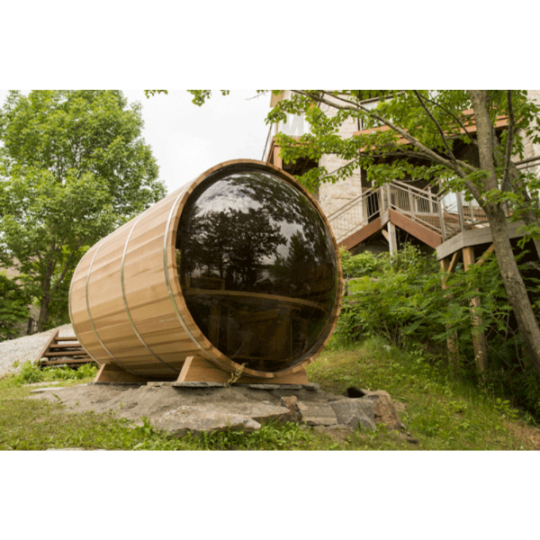 Dundalk LeisureCraft Clear Cedar Panoramic View 6 Person Barrel Sauna