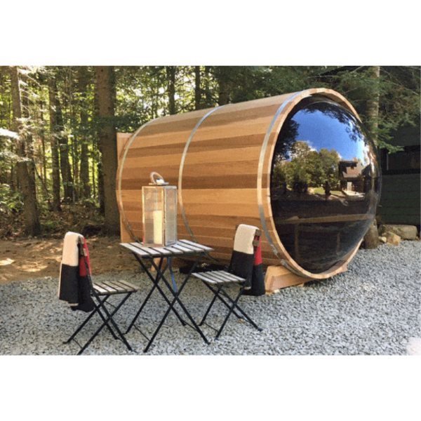 Dundalk LeisureCraft Clear Cedar Panoramic View 6 Person Barrel Sauna