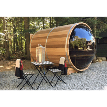 Dundalk LeisureCraft Clear Cedar Panoramic View 6 Person Barrel Sauna