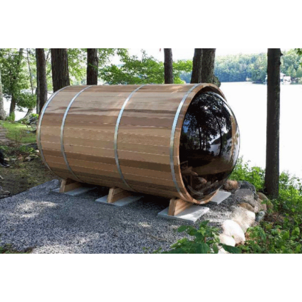 Dundalk LeisureCraft Clear Cedar Panoramic View 6 Person Barrel Sauna