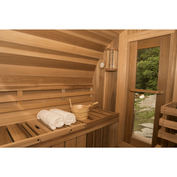 Dundalk LeisureCraft Clear Cedar Panoramic View 6 Person Barrel Sauna