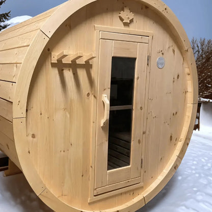 True North Canadian Made 6-8 Person 9' Long Outdoor Traditional Barrel Sauna