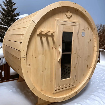 True North Canadian Made 4-6 Person 8' Long Outdoor Traditional Barrel Sauna