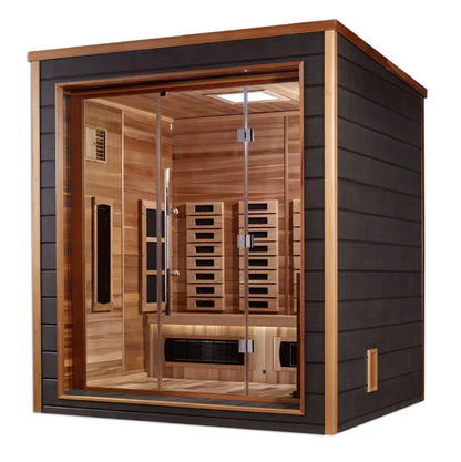 Golden Designs Visby 3 Person Outdoor & Indoor Hybrid Sauna - Canadian Red Cedar Interior