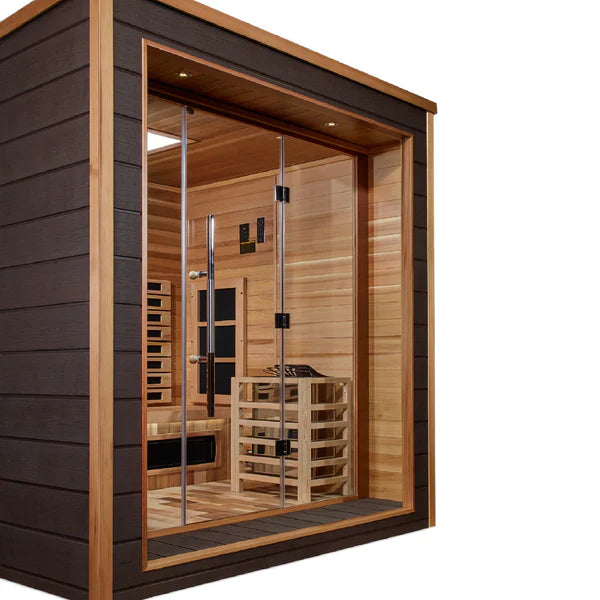 Golden Designs Visby 3 Person Outdoor & Indoor Hybrid Sauna - Canadian Red Cedar Interior