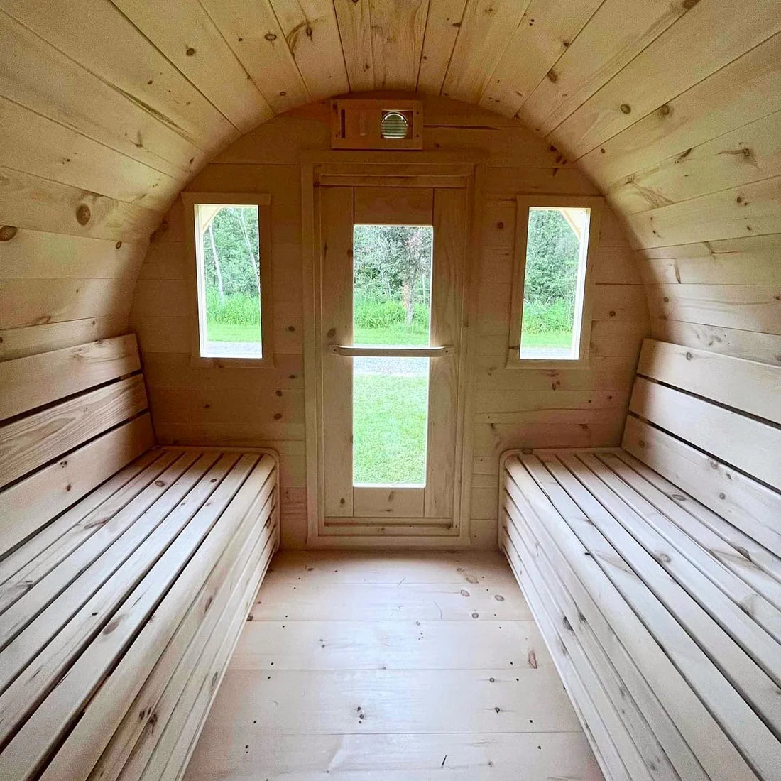 True North Canadian Made 6-8 Person 9' Long Outdoor Traditional Barrel Sauna