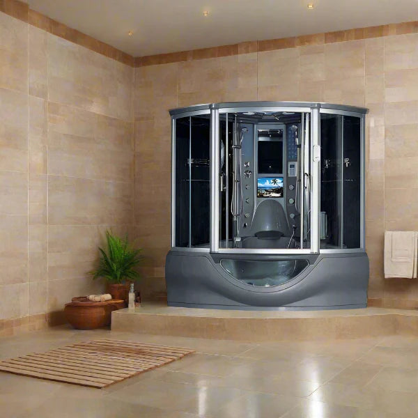 Maya Bath Superior Platinum Gray 2-Person Freestanding Steam Shower