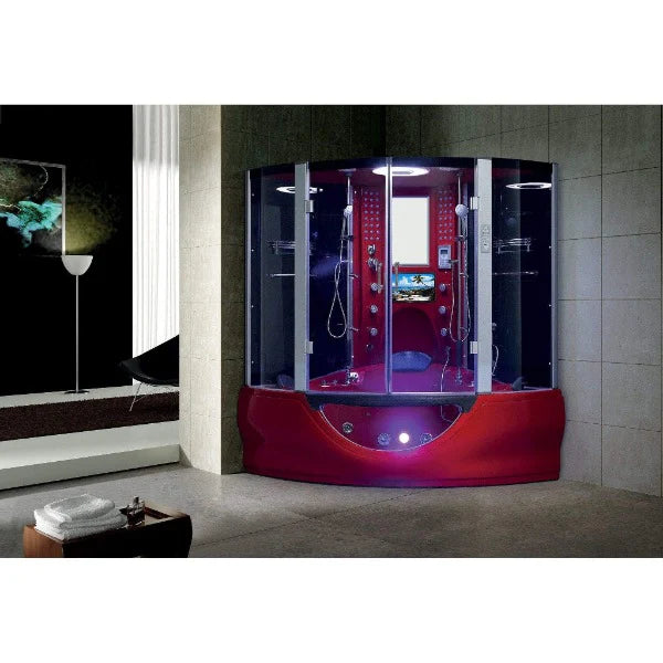 Maya Bath The Superior Platinum Red 2-Person Freestanding Steam Shower