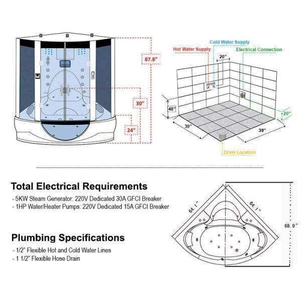 Maya Bath The Superior Platinum White 2 Person Freestanding Steam Shower