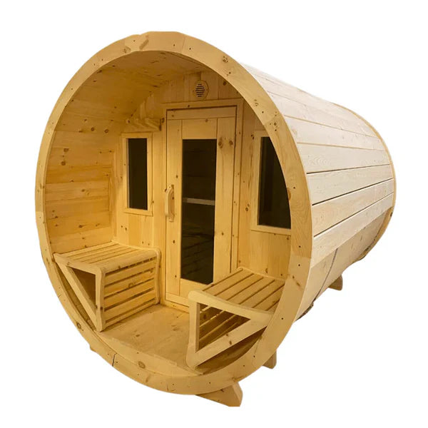 True North Canadian Made 6-8 Person 9' Long Outdoor Traditional Barrel Sauna