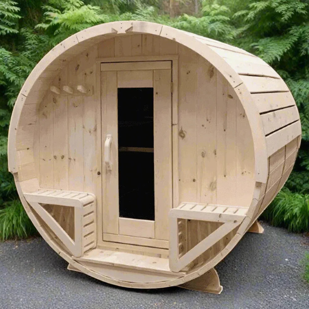 True North Canadian Made 4-6 Person 8' Long Outdoor Traditional Barrel Sauna